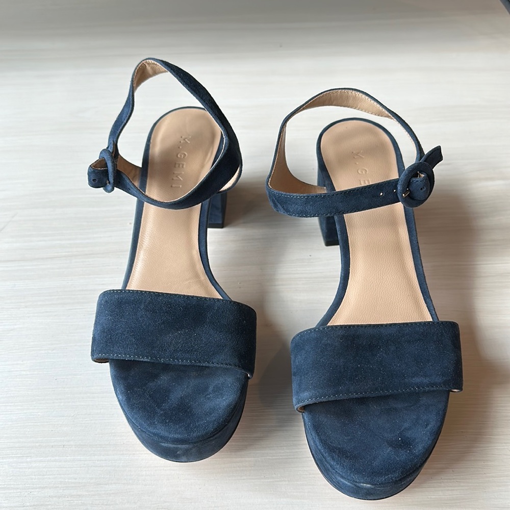 M. Gemi blue suede platform sandals